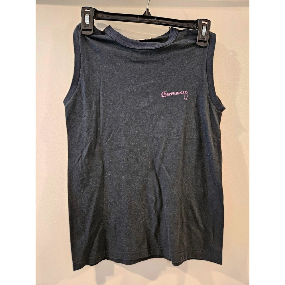 Vintage Chippendales Muscle Tee Shirt Black Pink Logo Bantam USA Mens Small